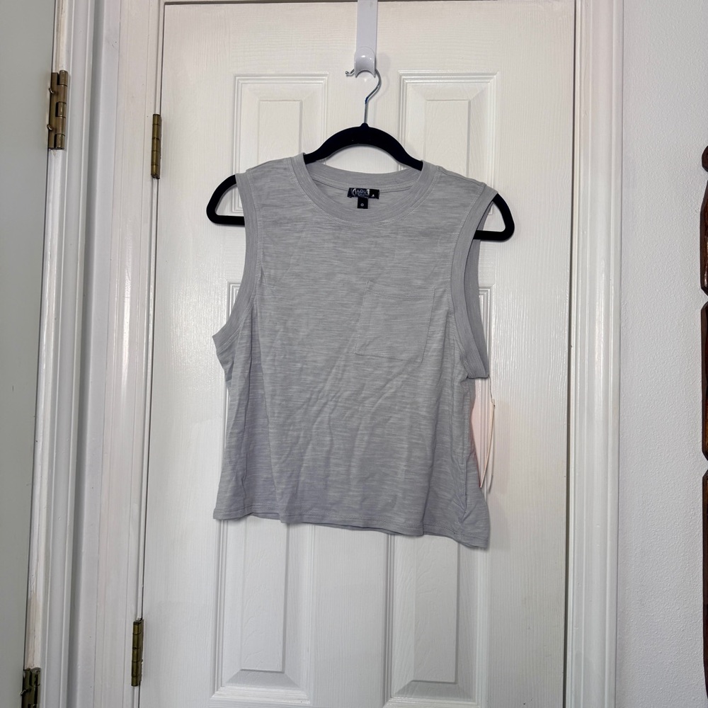 Aqua Muscle Pocket Sleeveless Tank Top Harbor Mist Grey SMALL